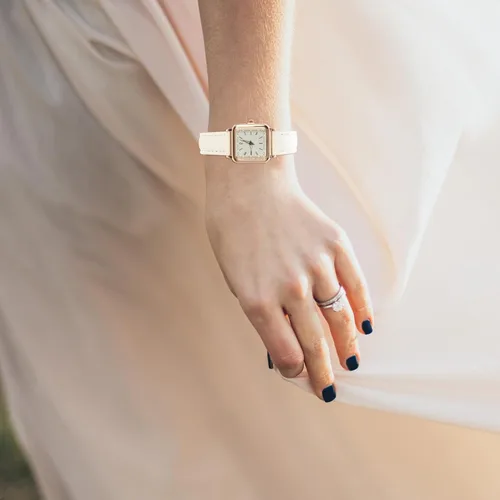 Vista 3 de Reloj de pulsera para mujer esfera cuadrada de cuero analógico Q-uartz reloj para mujer