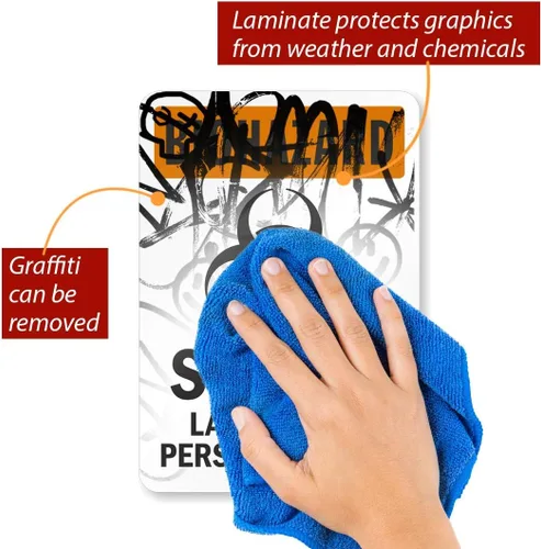 Vista 2 de SmartSign S-6810-EU-10 Etiqueta "Biohazard - STOP!!! Laboratory Personal Only" Vinilo laminado de 7" x 10