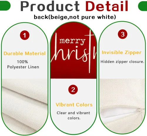 Vista 4 de RABUSOFA Fundas de almohada de Navidad de 12 x 20 pulgadas, fundas de almohada rojas de Navidad, almohadas decorativas, fundas de cojín de Navidad