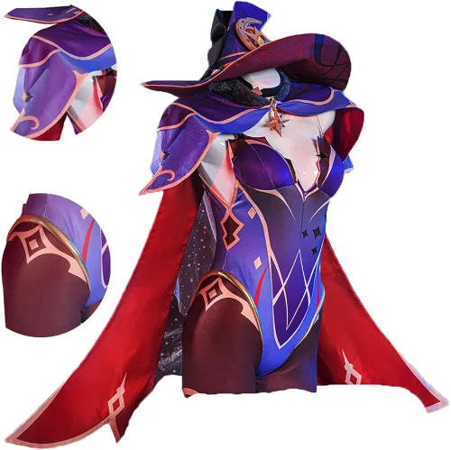 Vista 3 de Genshin Impact Mona - Disfraz de cosplay para mujer, astrólogo, juego completo para Halloween Carnaval