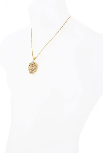 Vista 4 de Collar de cadena SCP para hombre con cabeza de león chapado en oro de acero inoxidable chapado en plata de 20 pulgadas
