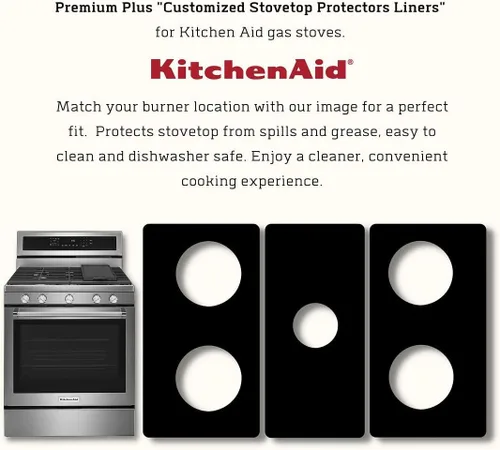 Vista 7 de Protectores de estufa Premium Plus para cocina KitchenAid modelo KFGG500ESS, corte personalizado, forro de estufa fácil de limpiar, fabricado