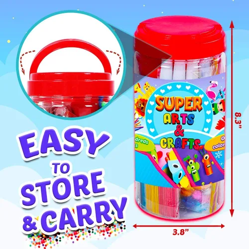 Vista 5 de Goody King Suministros de artes y manualidades para niños – Kit de tarros de suministros de arte para estudiantes de 4 5 6 7 8 9 10 años – Juego