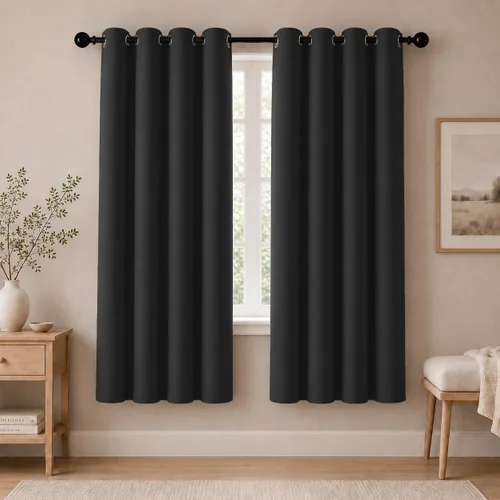 Vista 31 de Cortinas de oscurecimiento de habitación de 45 pulgadas de largo para dormitorio y sala de estar, cortinas térmicas aislantes con ojales