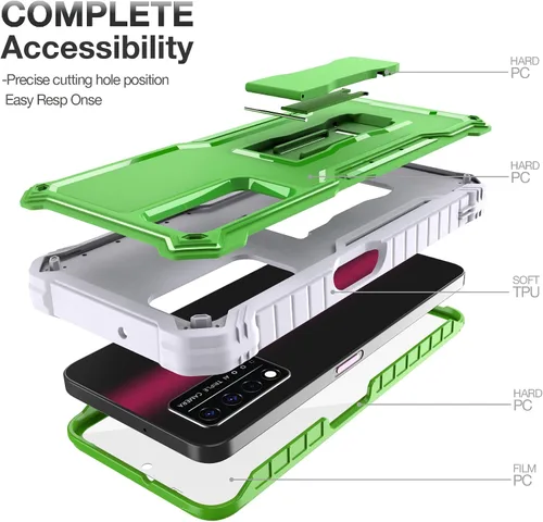 Vista 4 de FITO Funda para T-Mobile REVVL V Plus 5G, doble capa a prueba de golpes resistente para T-Mobile REVVL V Plus 5G teléfono con protector de pantalla