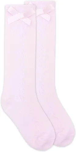 Vista 5 de Jefferies Socks Calcetines hasta la rodilla con lazo Pointelle para niña, 1 paquete Blanco