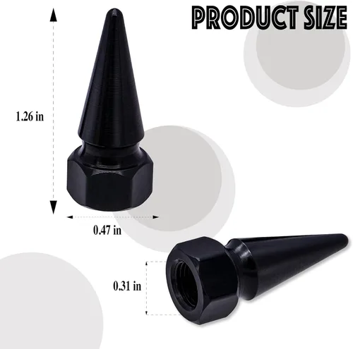 Vista 2 de 4 piezas de tapas de válvula de rueda con forma de punta, tapa de aire de aluminio para automóviles, cubiertas universales de válvula de rueda a