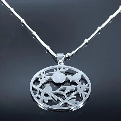 Vista 5 de 2023 Crystal Stainless Steel Statement Necklace for Women Bird Tree of Life Family Chain Necklaces Jewelry Bisuteria N1245S01
