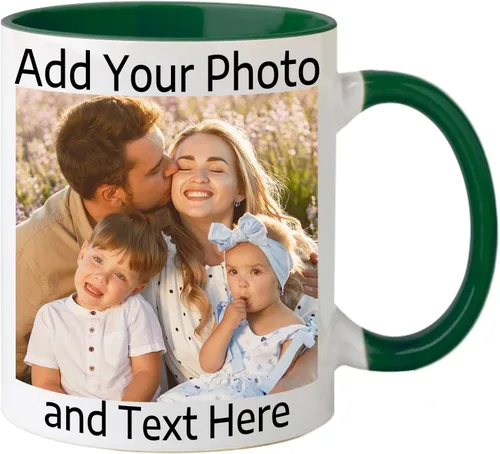 Vista 13 de OELTTG Tazas de café novedosas, taza personalizada con nombre y logotipo de texto fotográfico, taza personalizada de 11 onzas en ambos lados