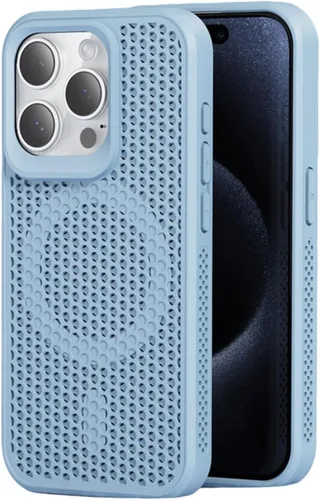 Vista 11 de Funda protectora para iPhone 13, compatible con MagSafe, doble capa de disipación de calor de panal de abeja, transpirable y a prueba de golpes