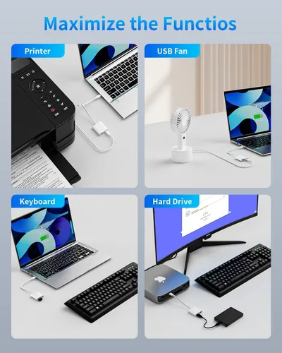 Vista 7 de Adaptador de cámara USB C a USB para iPhone 16/15, adaptador OTG hembra USB3.0 con puerto de carga rápida para iPhone 16/16 Pro Max/16 Plus/15 Pro