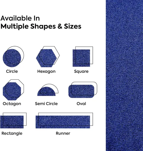 Vista 8 de Ambiant Alfombras de color sólido aptas para mascotas, color azul neón, hexagonal de 2 pies, para interiores, resistentes a las manchas, perfectas