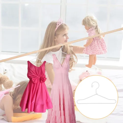 Vista 4 de 20 piezas de ropa para muñecas, colgador de metal para muñecas, ropa de muñeca, accesorios para ropa de muñeca, vestido de 2.25 pulgadas
