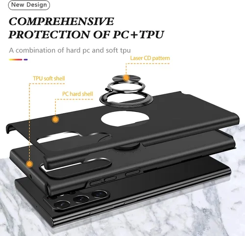 Vista 4 de Funda para Samsung Galaxy S22 Ultra, S22 Ultra con protector de pantalla de TPU flexible autorreparable [2 unidades], funda invisible de grado