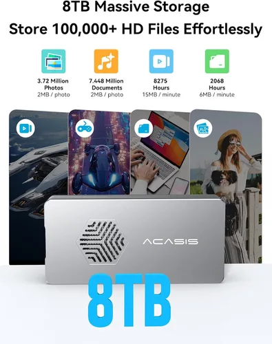 Vista 15 de ACASIS Carcasa SSD NVMe M.2 de 40 Gbps, instalación sin herramientas, carcasa NVMe para M1/M2/Pro/Max, compatible con USB4/3.2/3.1/3.0/2.0