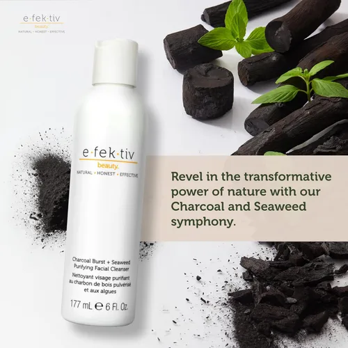Vista 5 de Charcoal Burst Plus - Limpiador facial purificador de algas marinas, limpia suavemente los poros, lavado facial aclarador, vegano, sin sulfato