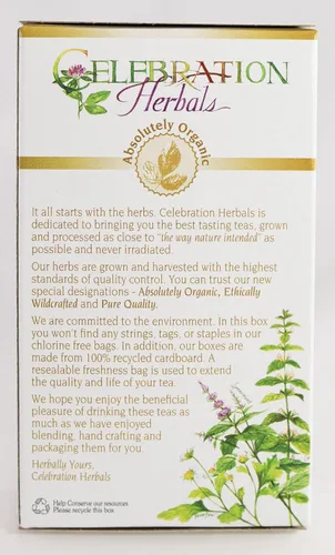 Vista 6 de Celebration Herbals Hibisco orgánico con té de frutas tropicales sin cafeína- 24 bolsas de té 0.99 oz