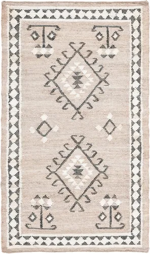 Vista 29 de SAFAVIEH Kilim Collection - Alfombra decorativa de 2 x 3 pies, color negro y marfil, yute de tejido plano hecho a mano, ideal para zonas de alto