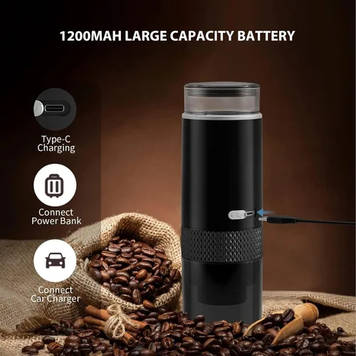 Vista 4 de Cafetera portátil compatible con cápsulas K Cup, café molido, cafetera de mano operada manualmente para acampar y senderismo