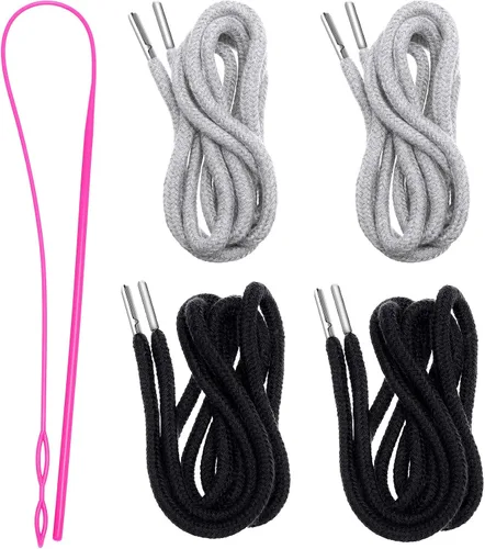 Vista 9 de Jetec Cordones de repuesto con cordón fácil de enhebrar para pantalones deportivos, pantalones cortos, pantalones, chaquetas (beige, azul marino)