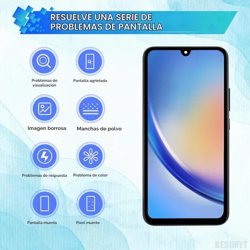 Vista 4 de Reemplazo de pantalla AMOLED para Samsung Galaxy A34 con marco