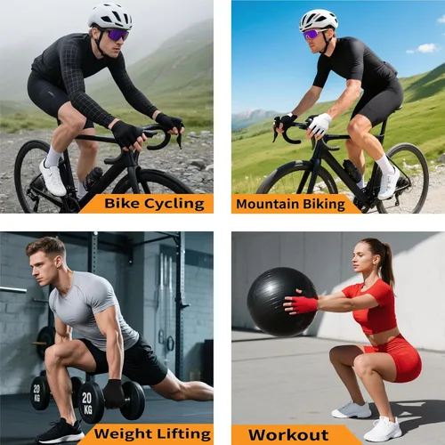 Vista 4 de VXW Guantes de ciclismo para hombres y mujeres, con tiras reflectantes y almohadilla antideslizante que absorbe los golpes para bicicletabicicleta