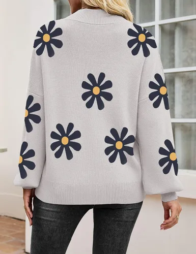 Vista 6 de Zeagoo Sweaters for Women 2024 Fashion Trendy Long Sleeve Turtleneck Pullover Lantern Knit Sweater Tops