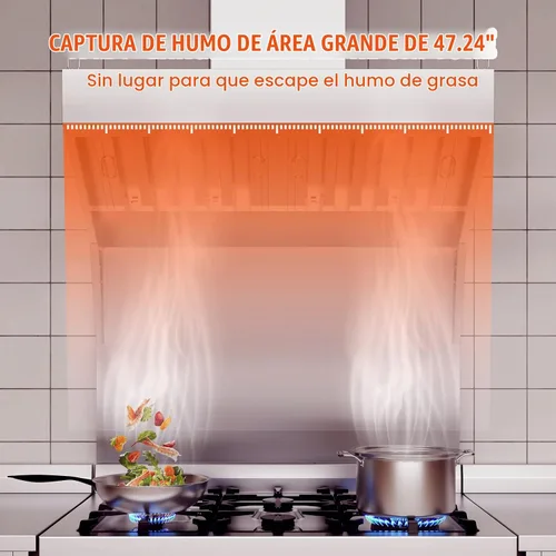 Vista 3 de VEVOR Campana de Escape Comercial, Campana de 4 Pies para Camión de Comida, Campana de 201 de Acero Inoxidable para Remolque de Concesión con 2