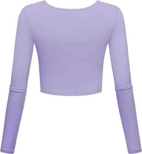 Vista 2 de Kindcall Camisetas cortas básicas ligeras y ajustadas de manga larga para mujer