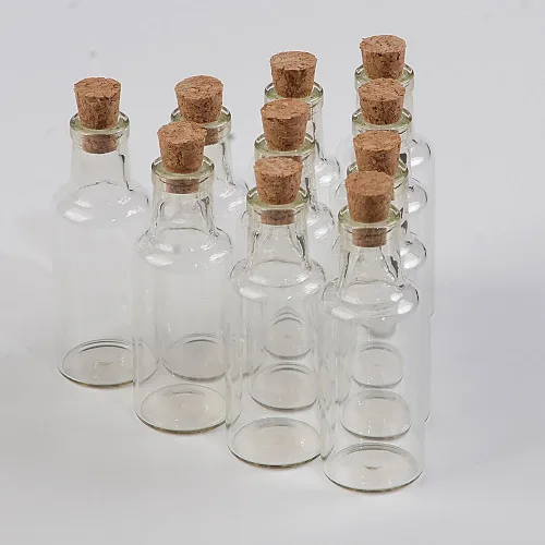 Vista 5 de Botellas de cristal transparente con tapón de corcho, para decoración de bodas