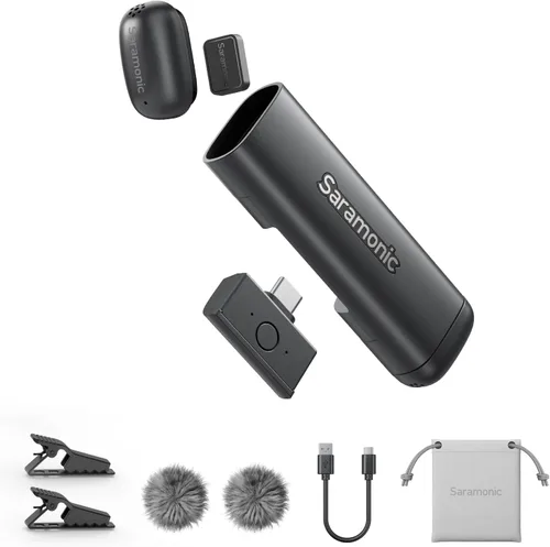 Vista 10 de Saramonic Micrófono inalámbrico Air SE para iPhone y Android, receptor dual (USB-C + Lightning), cancelación de ruido AI, 48 kHz/24 bits
