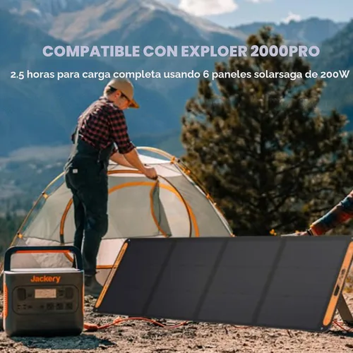 Vista 6 de Jackery SolarSaga - Panel solar portátil de 200 W, paneles solares bifaciales plegables IP68, compatible con estación de energía Jackery Explorer
