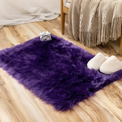 Vista 33 de MIULEE Alfombra de Área de Lujo Súper Suave y Esponjosa de Piel Sintética Rectangular Alfombra Decorativa de Felpa Shaggy para Mesita de Noche Sofá