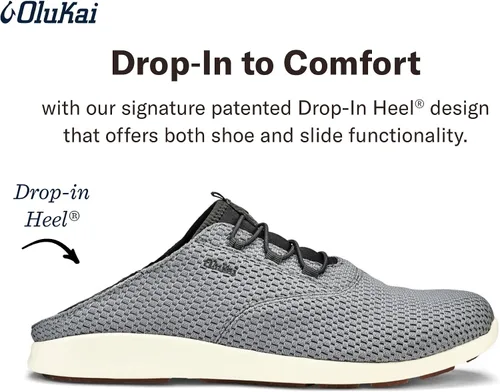 Vista 4 de OLUKAI Alapa Li - Tenis deportivos para hombre, malla transpirable y diseño que absorbe la humedad, sin cordones, ligeros y de apoyo