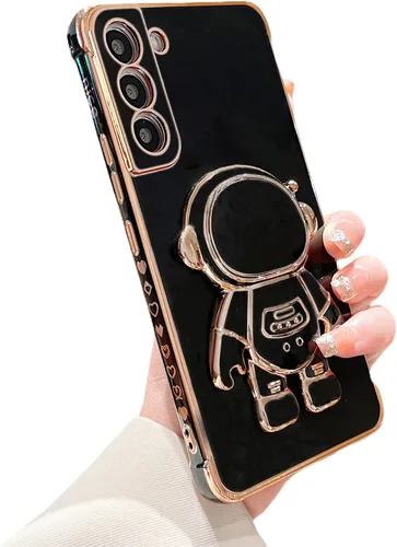 Vista 38 de phylla para Samsung Galaxy A12 Funda de Teléfono con Soporte Oculto de Astronauta Chapado en Oro de Lujo Lindo Astronauta Lateral Lindo