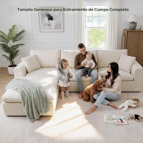 Vista 3 de Modular Sectional Cloud Sofa, No Assembly Oversized Boneless Couch, Beige