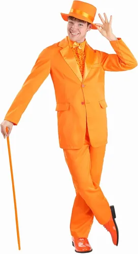 Vista 3 de Accesorio de disfraz de esmoquin de bastón para caminar naranja de madera