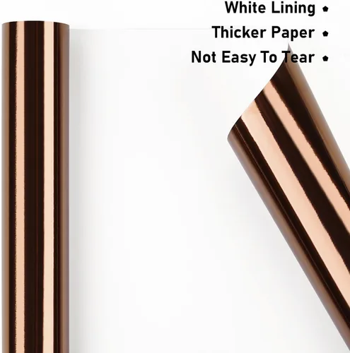 Vista 2 de NESCCI Papel de regalo metálico marrón, papel de color sólido, papel de regalo perfecto para bodas, día de San Valentín, cumpleaños, Navidad, baby