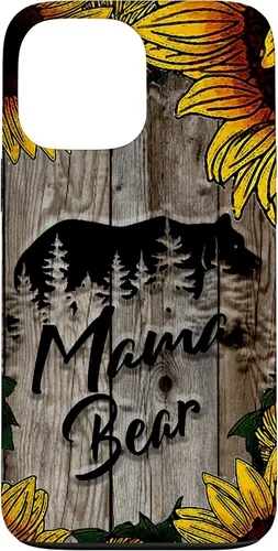 Vista 23 de Funda de regalo para el día de la madre con diseño de girasol de madera rústica para iPhone 16 Mama Bear