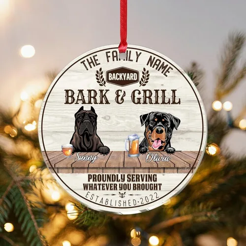 Vista 20 de SILYHEART Presa Canario & Welsh Hound Christmas Acrylic Ornaments Pet Dog Ceramic Christmas Keepsake Family Dog Name Funny Craft Hanging Ornaments