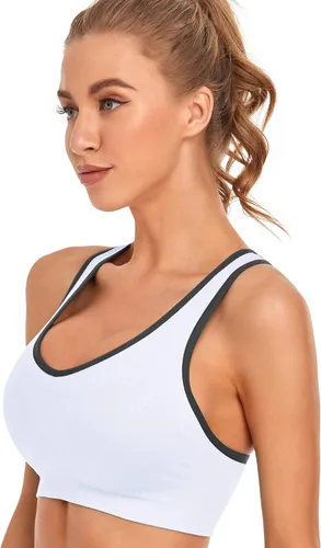 Vista 5 de GXXGE Sujetadores deportivos acolchados con espalda cruzada para mujer, de alto impacto, entrenamiento, yoga, gimnasio, ropa deportiva