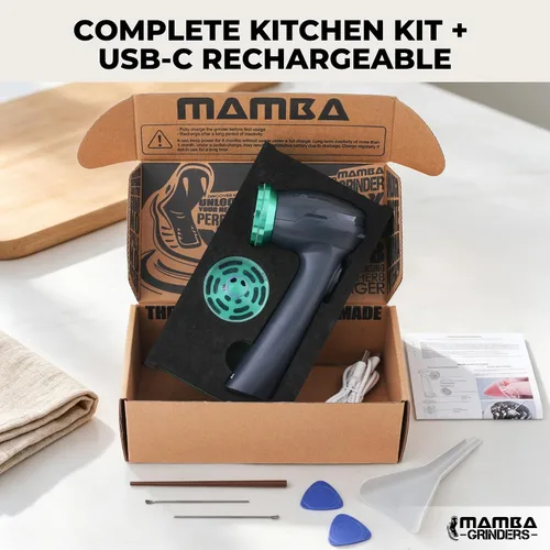 Vista 7 de Mamba Original Electric Seed Grinder, USB-C Rechargeable Spice Mill, Gray