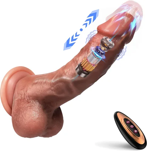 Vista 7 de Consoladore de penetración con vibrador - Juguetes sexuales de silicona realista para estimulación del punto G y anal, 8 modos de penetración, 10