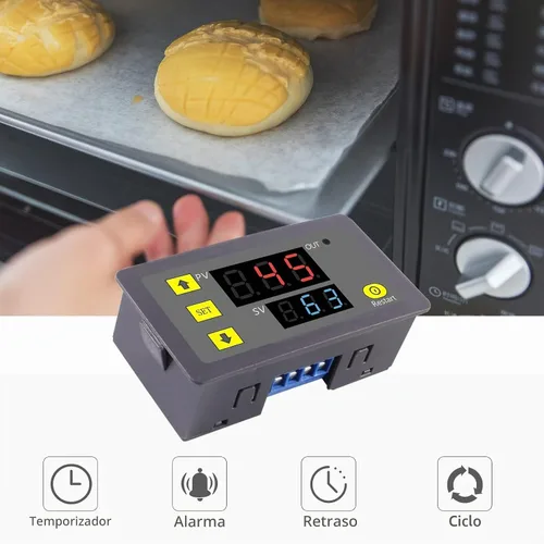 Vista 7 de 2 unids temporizador de retardo relé AC 110 V 220 V 10 A 1500 W programable pantalla LED digital ciclo temporizador retardo interruptor módulo CA
