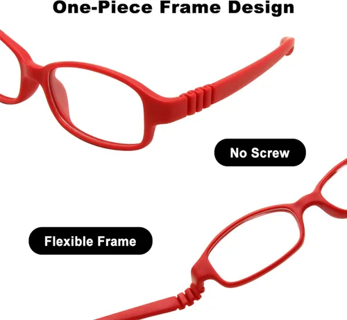 Vista 4 de Beonsale Marco de lentes ópticos para niños y niñas, con correa, tamaño 49-16, sin tornillo, flexible, de una sola pieza, con cordón