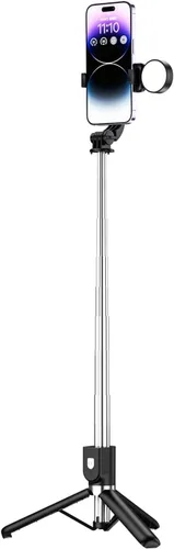 Vista 4 de Palo selfie con luz, trípode extensible todo en 1 con control remoto inalámbrico desmontable, soporte portátil para teléfono celular, trípode ligero