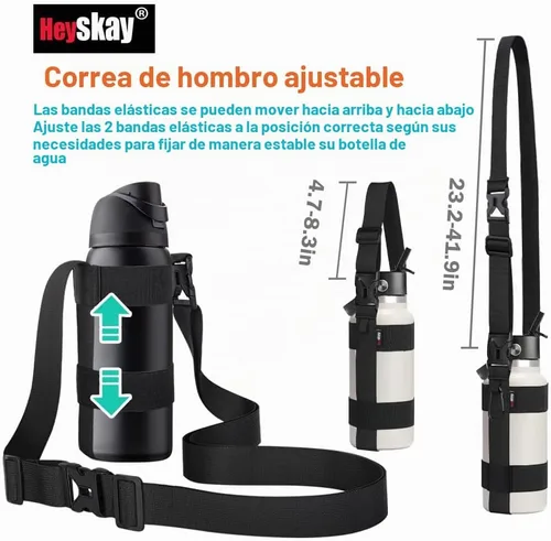 Vista 3 de HEYSKAY Soporte para botella de agua con correa, correa para botella de agua con correa de hombro ajustable para Owala FreeSip de 24 a 40 onzas Negro