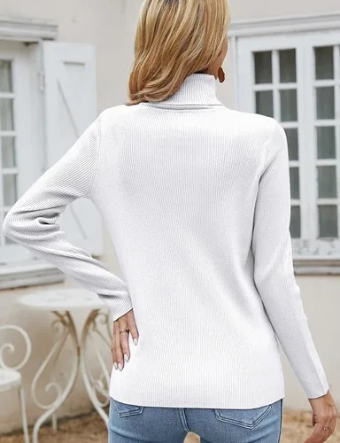 Vista 4 de SANGTREE Suéter básico de cuello alto para mujer