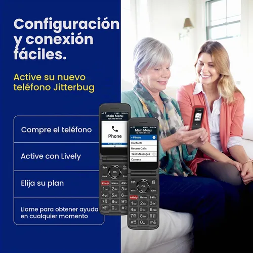 Vista 5 de LIVELY Jitterbug Flip - Teléfono celular para personas mayores, no compatible con otros operadores inalámbricos, plan de teléfono debe activarse,