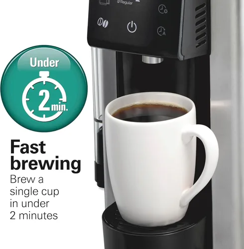 Vista 6 de Hamilton Beach FlexBrew Advanced 5-en-1 programable cafetera de 12 tazas con goteo y porción individual para café caliente y helado con depósito